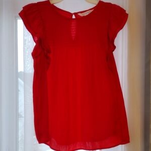 2/$30 POPSUGAR Red Ruffle Sleeve Blouse
